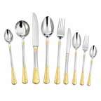 9-Piece Stainless Steel Cutlery Set with Gold Engraved Handle Elegant Flatware