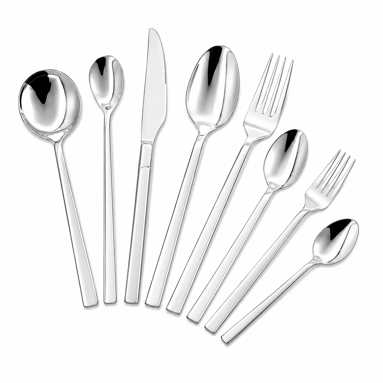 8-Piece Stainless Steel Cutlery Set Modern Minimalist Flatware Collection