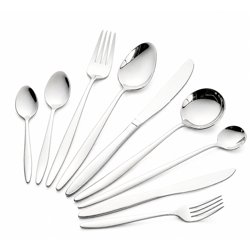 9-Piece Stainless Steel Cutlery Set Modern Minimalist Mirror Polished Flatware