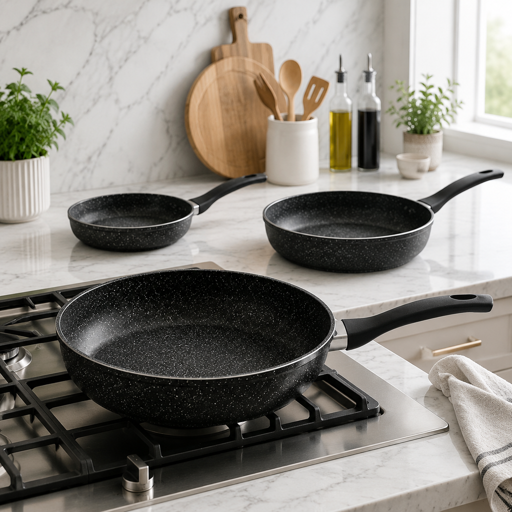 Granite Non-Stick Frying Pan with Glass Lid