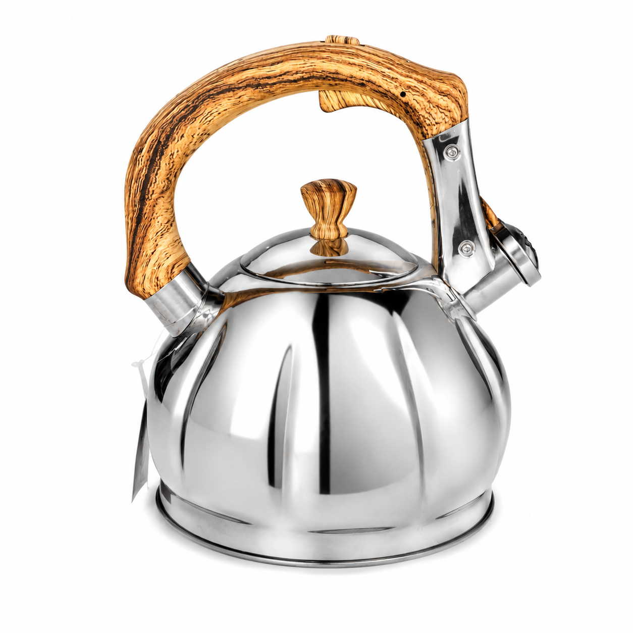 Wood Grain Handle Stainless Steel Whistling Kettle For Retail & Wholesale