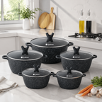 Granite Non-Stick Casserole Set with Glass Lids