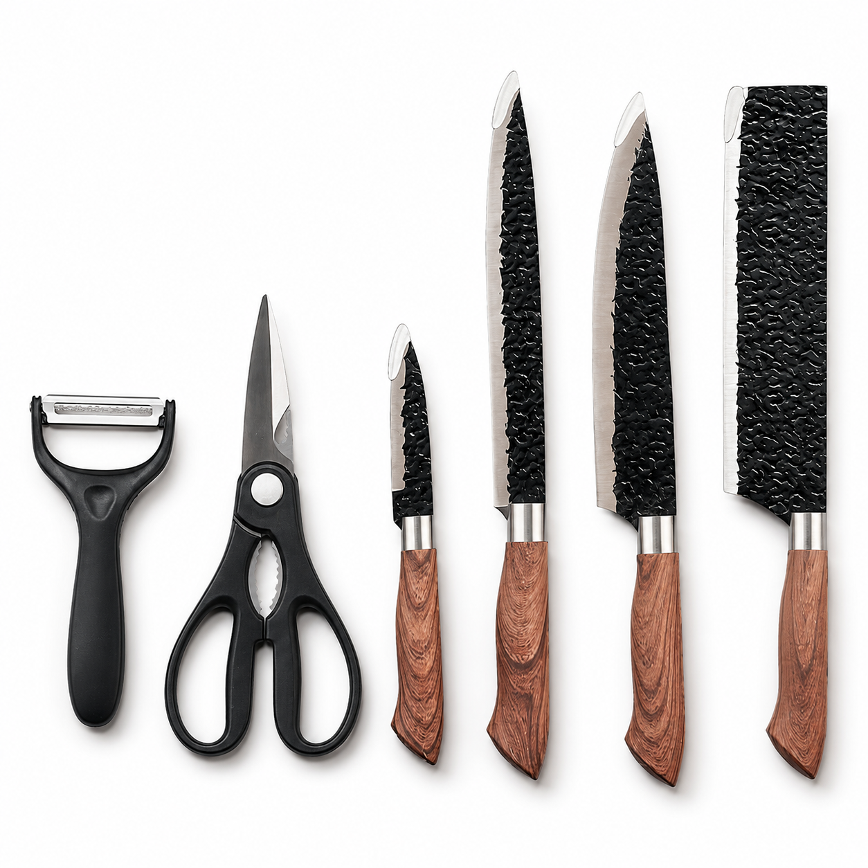 6-Piece Hammered Stainless Steel Kitchen Knife Set