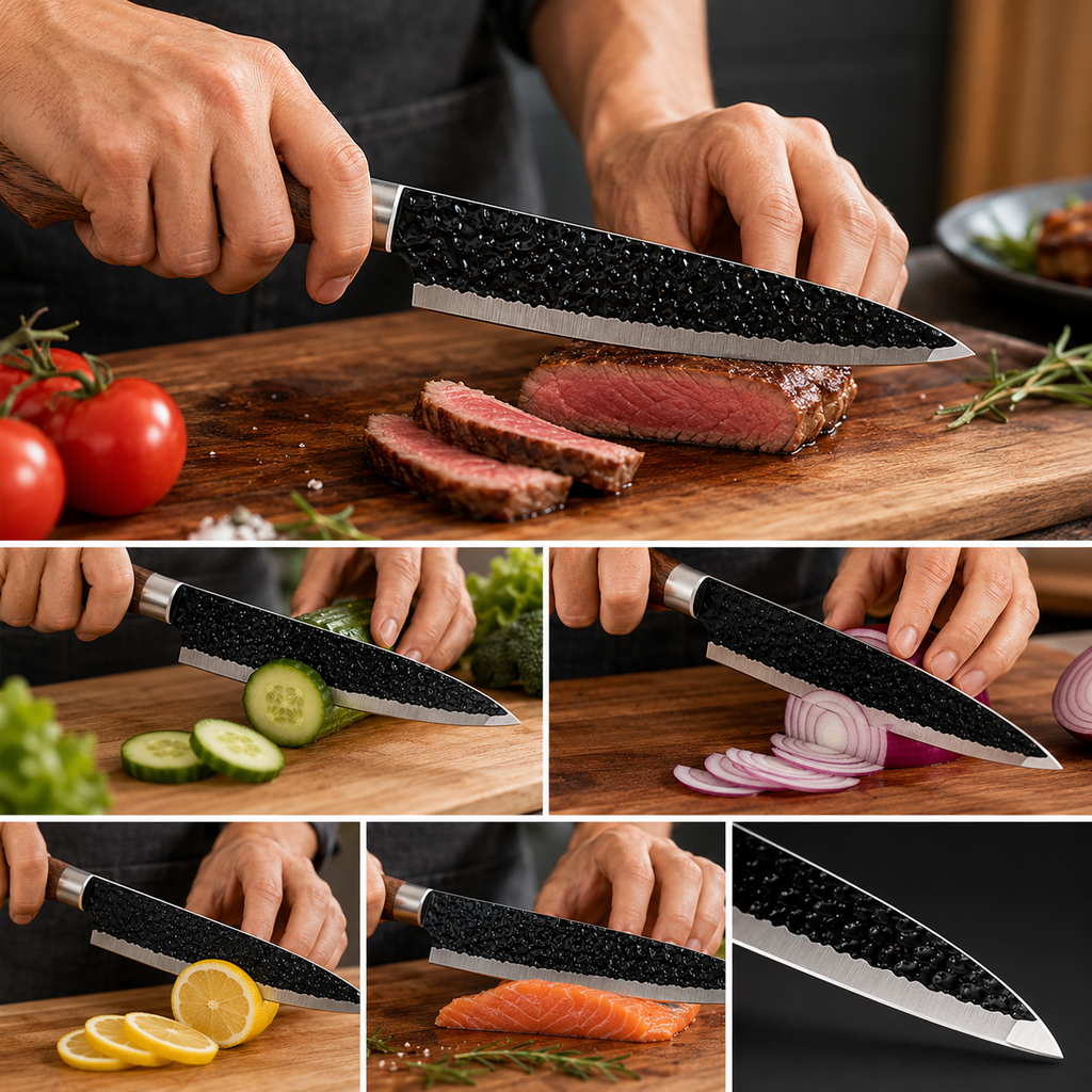 6-Piece Hammered Stainless Steel Kitchen Knife Set