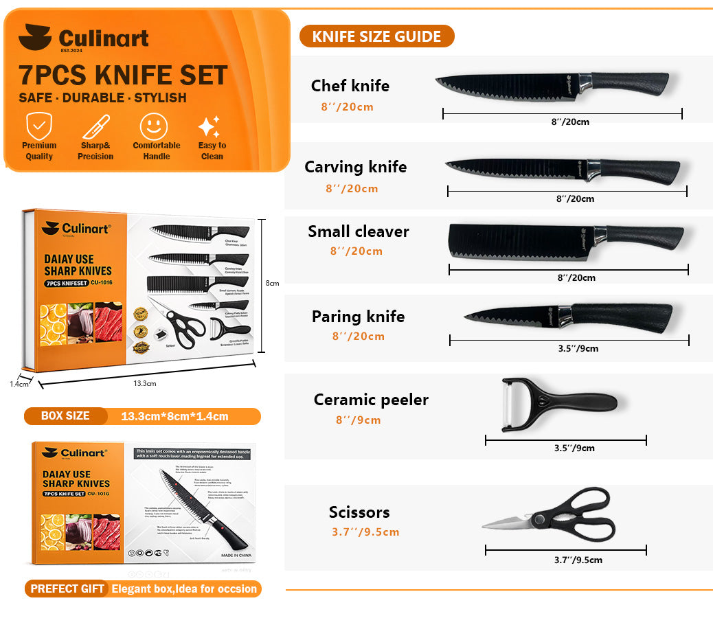 6-Piece Kitchen Knife Set with Scissors & Peeler
