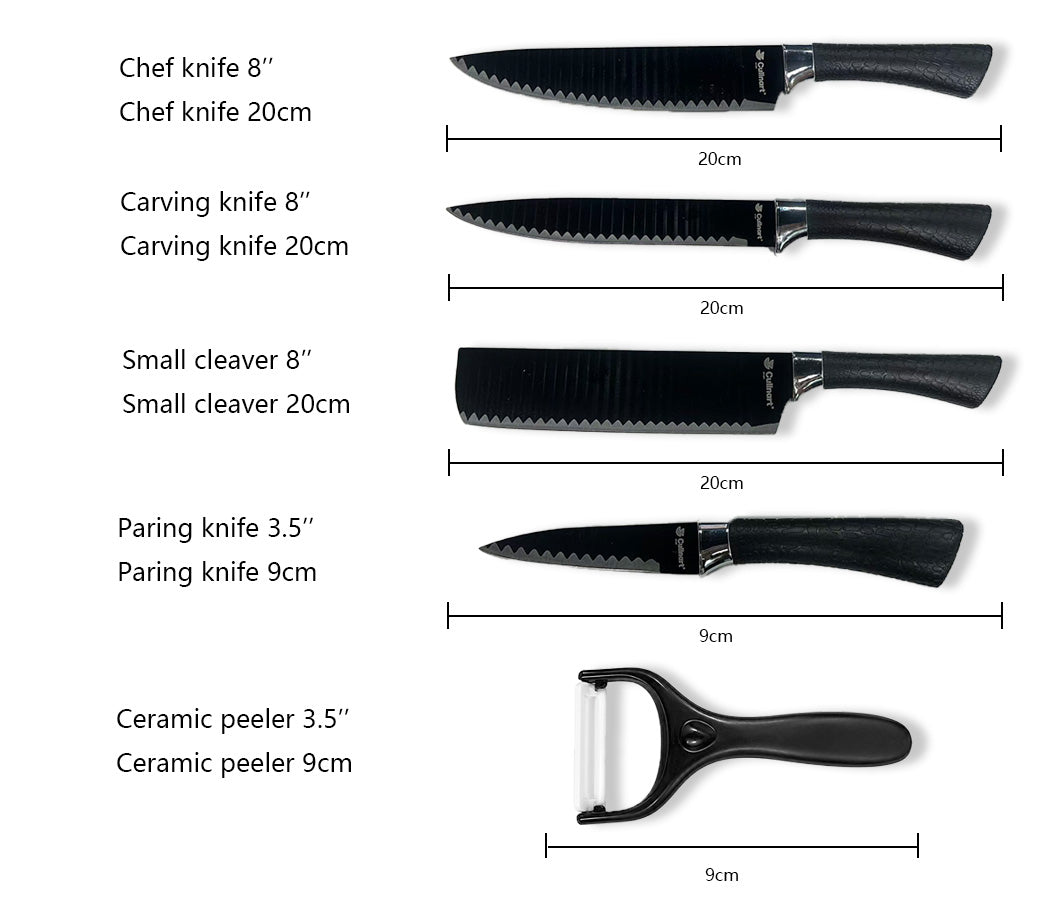 6-Piece Kitchen Knife Set with Scissors & Peeler