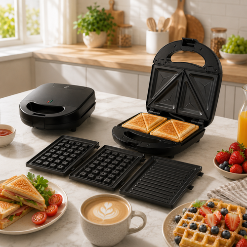 3-in-1 Sandwich Maker with Removable Non-Stick Plates