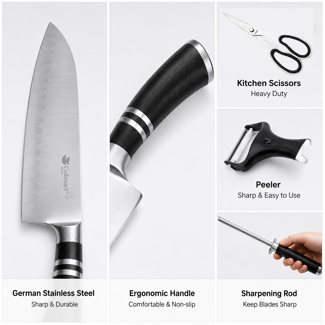 9-Piece Kitchen Knife Set with Knife Block