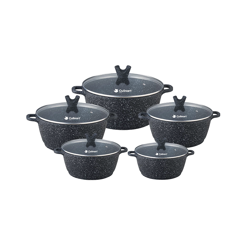 Granite Non-Stick Casserole Set with Glass Lids