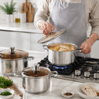 Classic Stainless Steel Pot Set with Tempered Glass Lids
