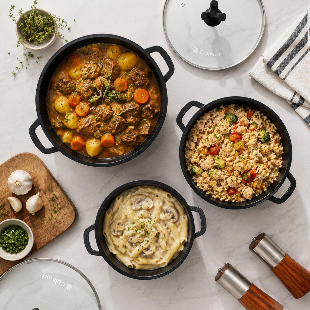 Granite Non-Stick Casserole Set with Glass Lids