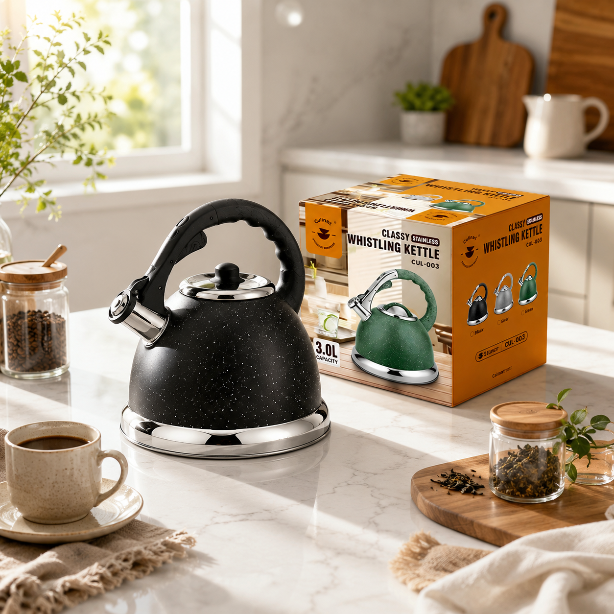 Modern Speckled Finish Whistling Kettle For Retail & Wholesale
