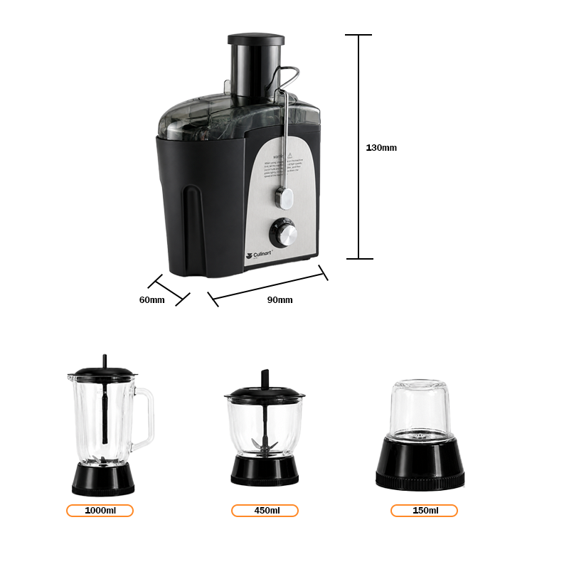 Culinart Multi-Function 4-in-1 Juice Extractor with Blender & Grinder Attachments