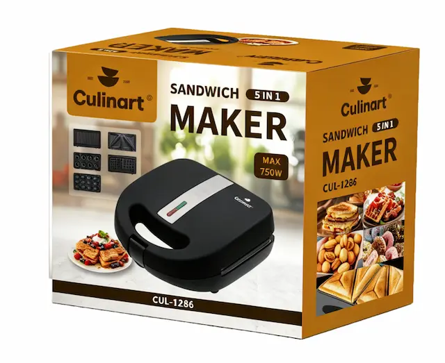 Sandwichera multifunción 3 en 1 con placas antiadherentes desmontables