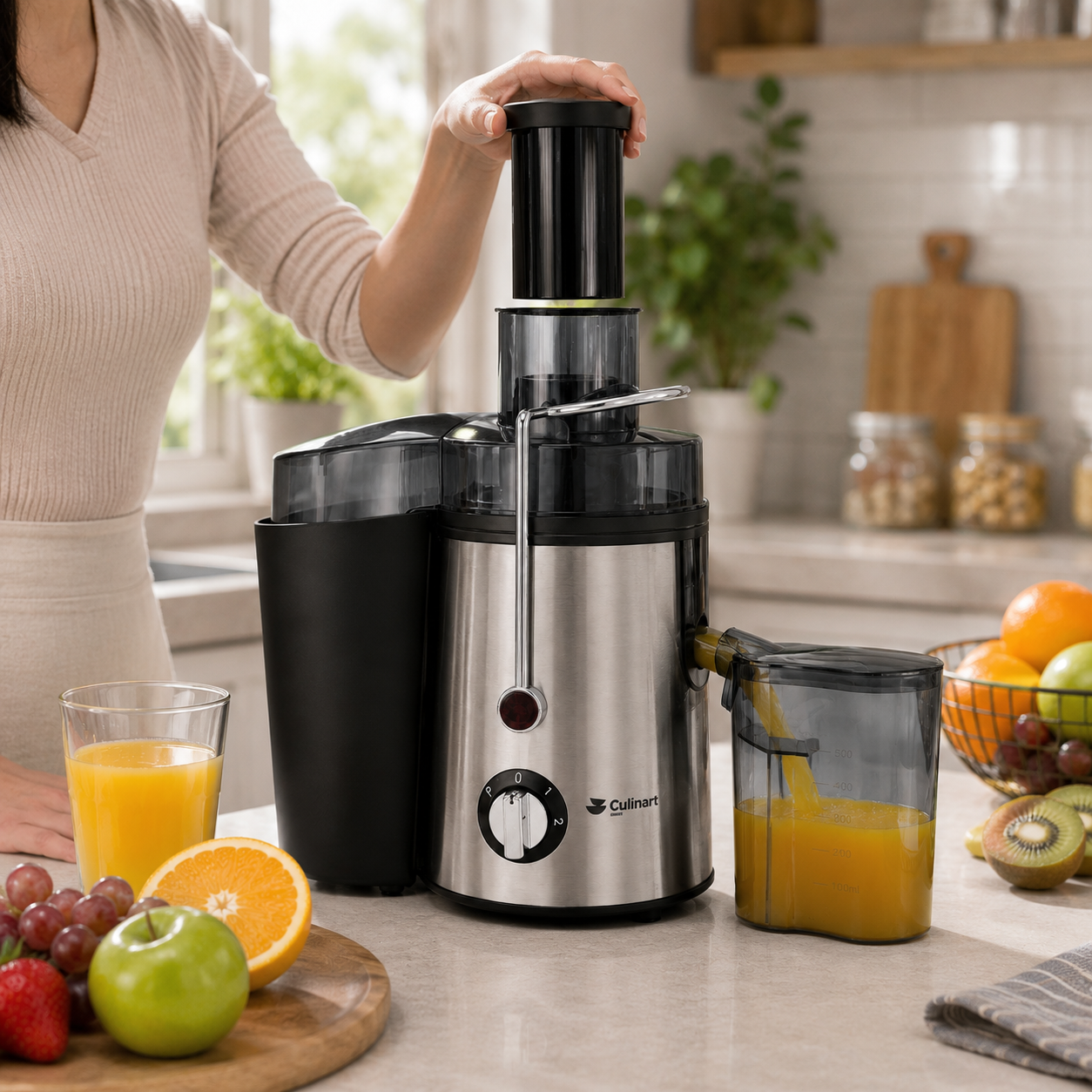 Extracteur de jus 850 W avec corps en acier inoxydable