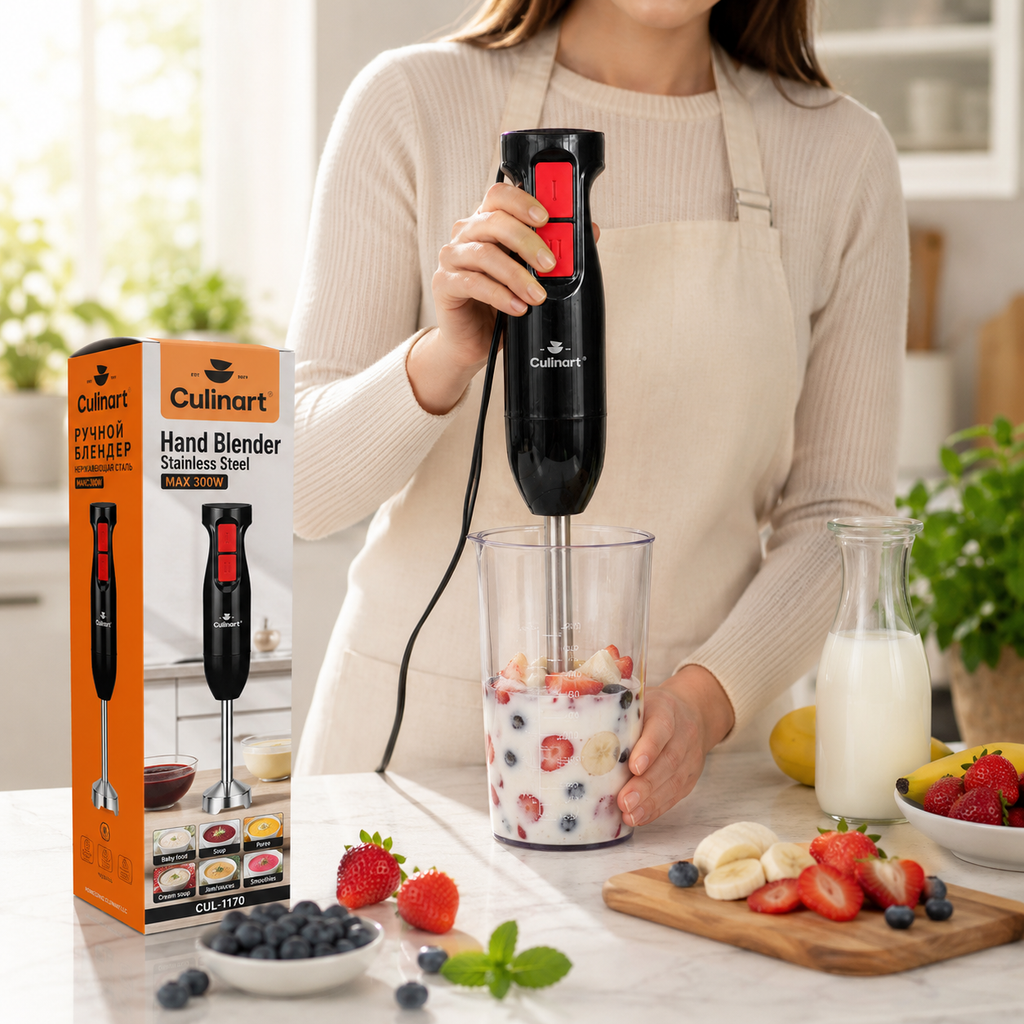 Culinart Hand Blender with Stainless Steel Shaft & Multi-Function Attachments