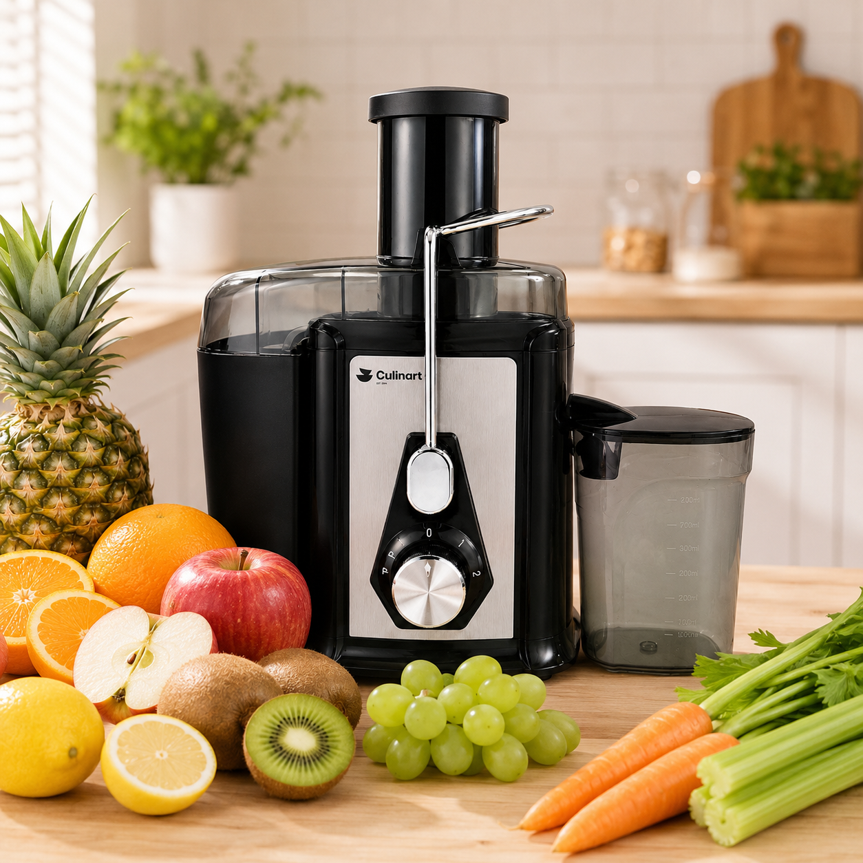 Extracteur de jus Culinart haute puissance 850W pour jus de fruits et légumes frais