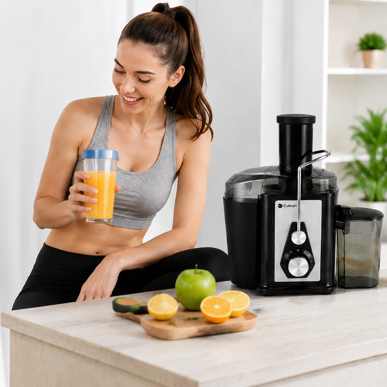 Extracteur de jus Culinart haute puissance 850W pour jus de fruits et légumes frais
