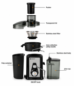 Extractor de zumo de alta potencia Culinart 850W para zumos de fruta y verdura fresca