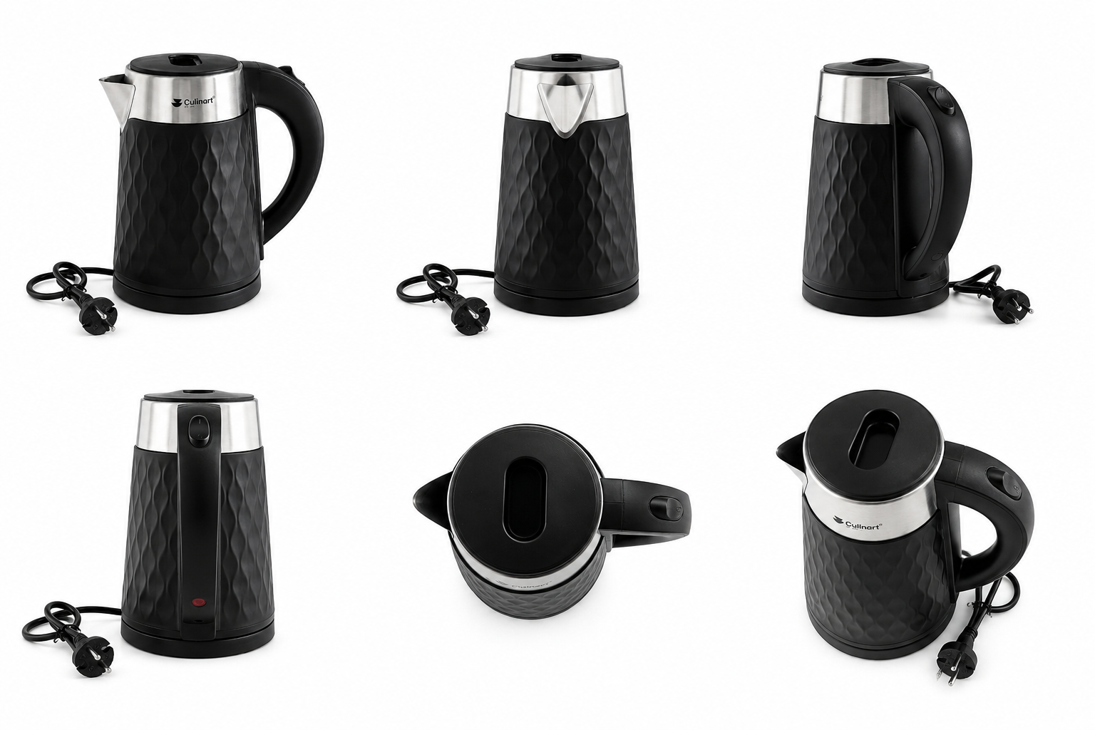 1.8L Textured Stainless Steel Electric Kettle Wholesale  with Modern Black Finish