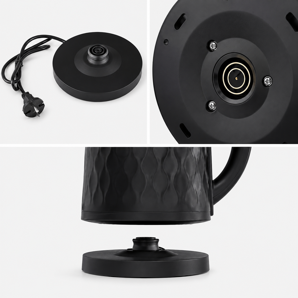 1.8L Textured Stainless Steel Electric Kettle Wholesale  with Modern Black Finish