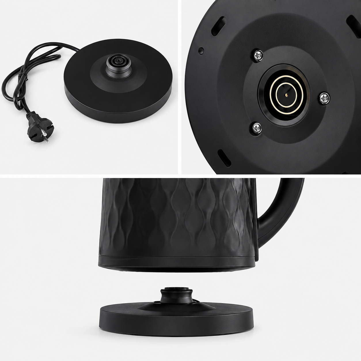 1.8L Textured Stainless Steel Electric Kettle Wholesale  with Modern Black Finish