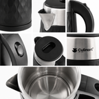 1.8L Textured Stainless Steel Electric Kettle Wholesale  with Modern Black Finish