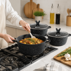 Granite Non-Stick Casserole Set with Glass Lids