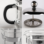 Stainless Steel Frame Glass French Press Coffee Maker with Fine Mesh Filter