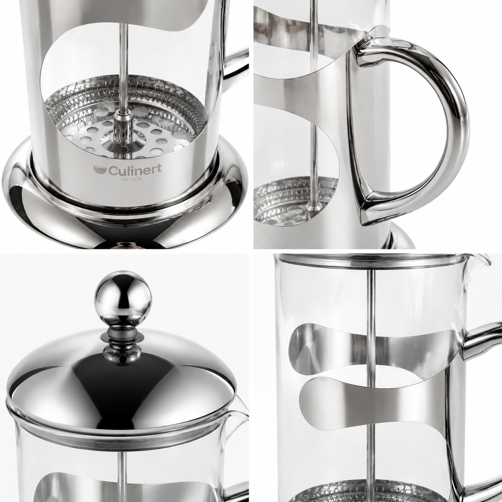 Classic French Press Coffee Maker with Heat Resistant Glass For Retail & Wholesale