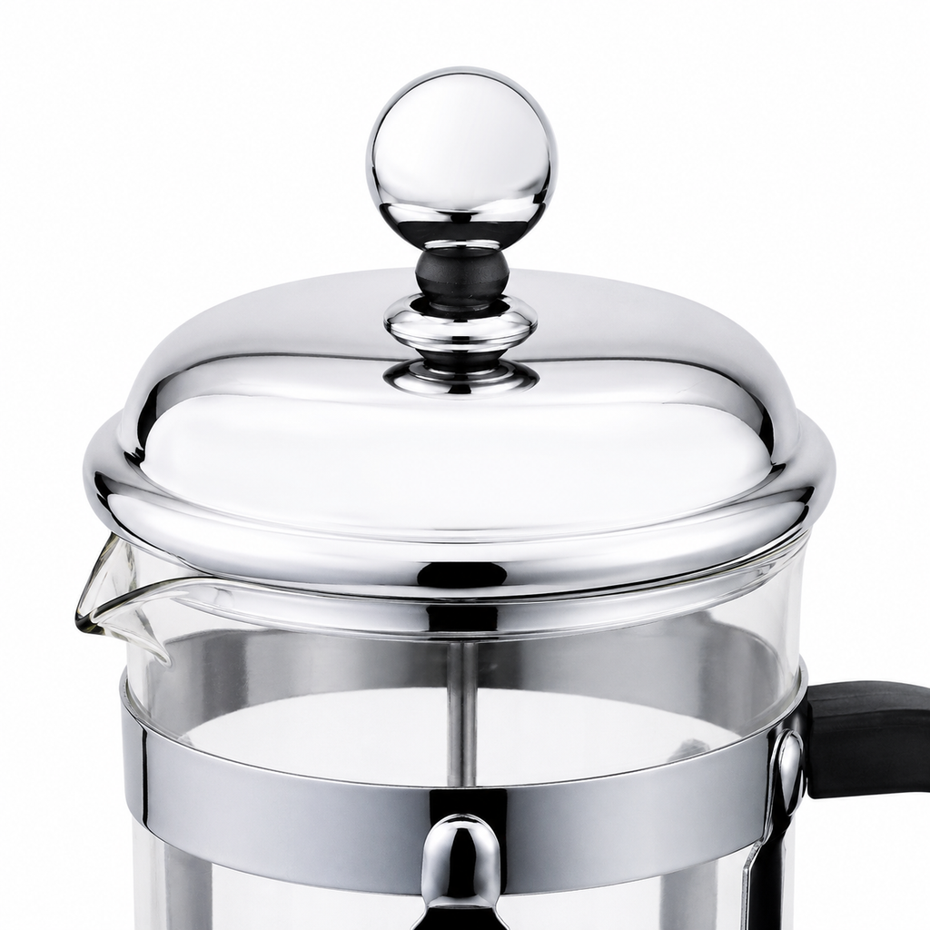 Stainless Steel Frame Glass French Press Coffee Maker with Fine Mesh Filter
