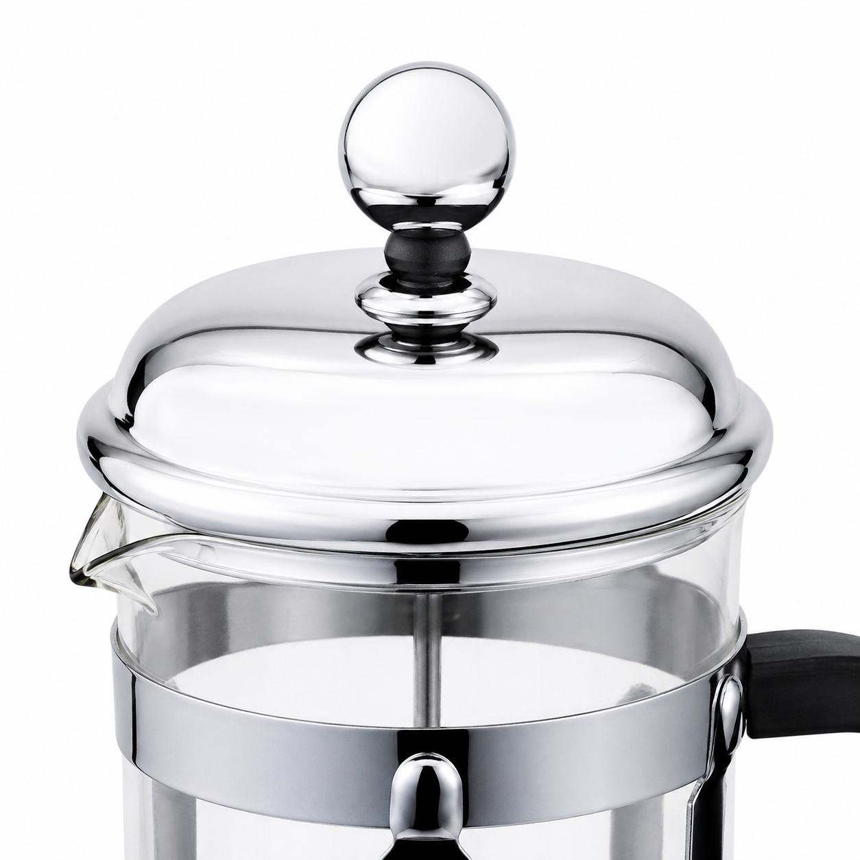 Stainless Steel Frame Glass French Press Coffee Maker with Fine Mesh Filter