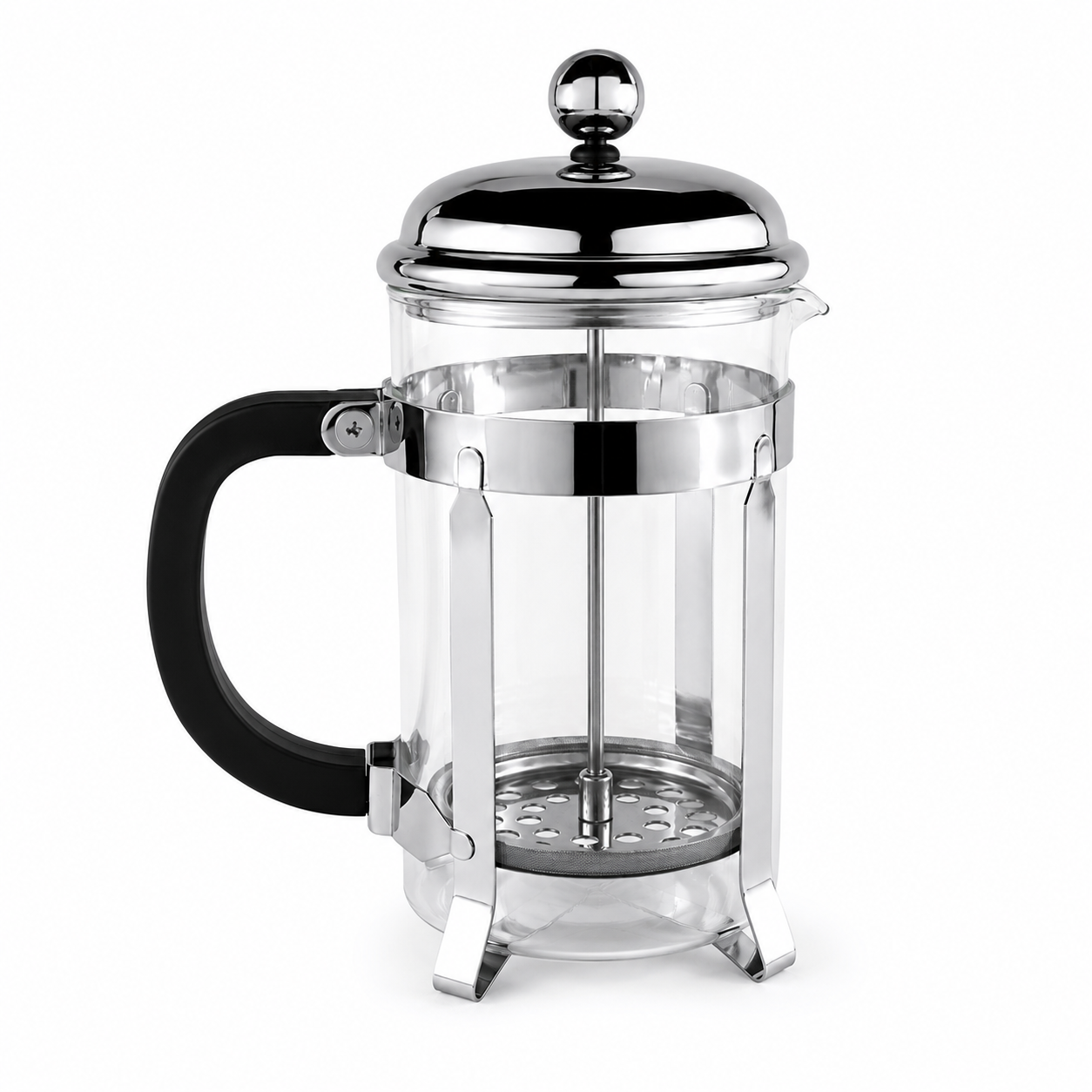Stainless Steel Frame Glass French Press Coffee Maker with Fine Mesh Filter
