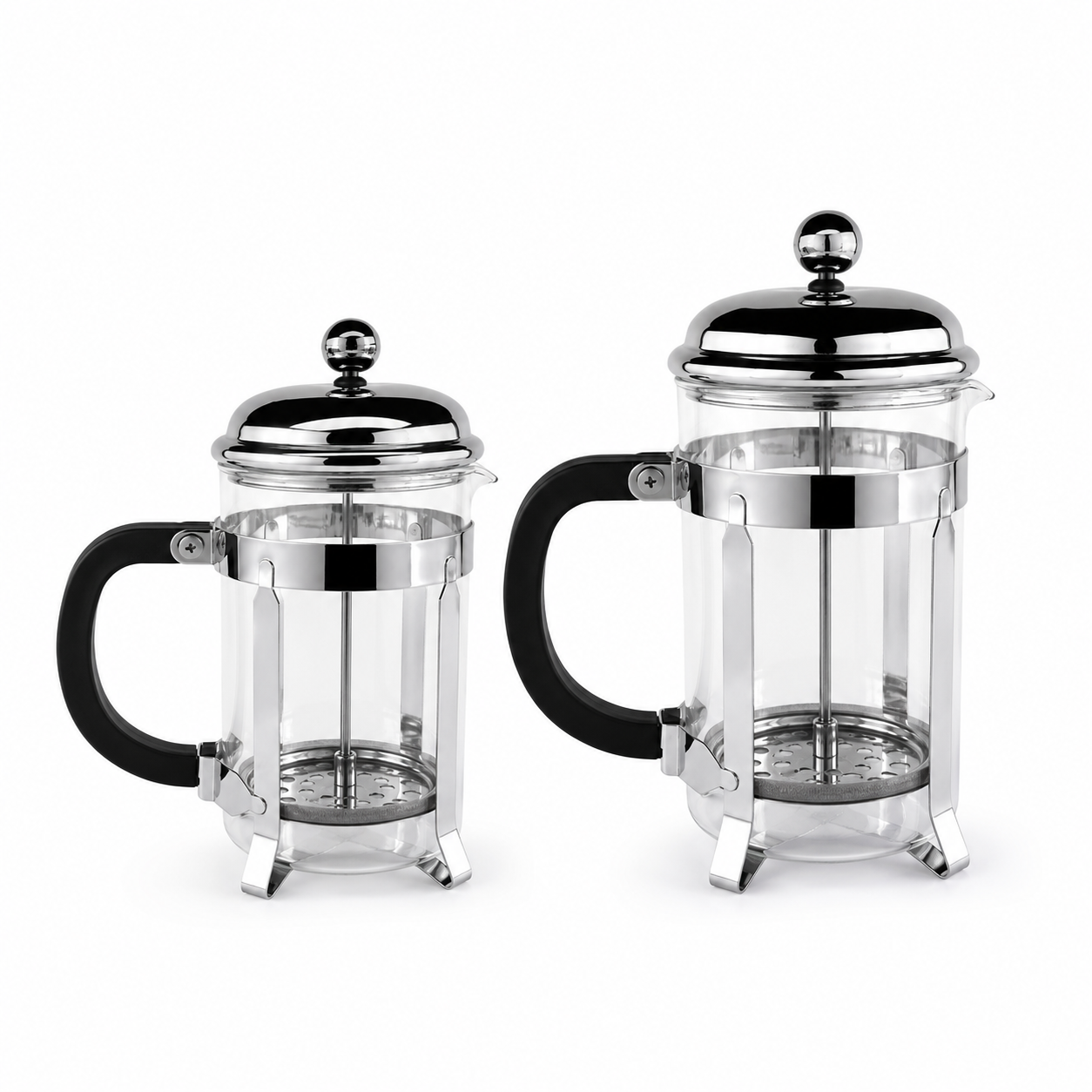 Stainless Steel Frame Glass French Press Coffee Maker with Fine Mesh Filter
