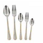 5-Pieces Elegant Gold Trim Stainless Steel Cutlery Set