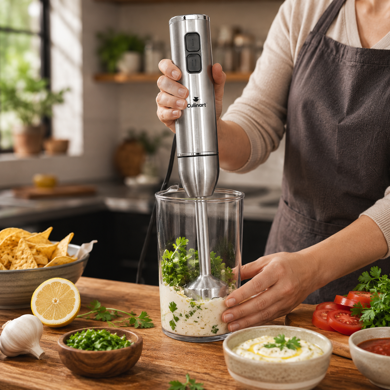 Culinart 4-in-1 Stainless Steel Immersion Hand Blender with Chopper & Whisk