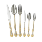 6-pieces Luxury Gold Trim Stainless Steel Cutlery Set