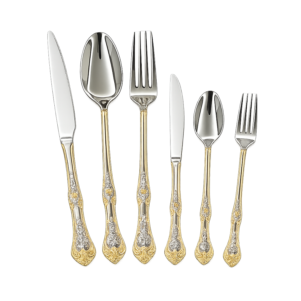 6-pieces Luxury Gold Trim Stainless Steel Cutlery Set