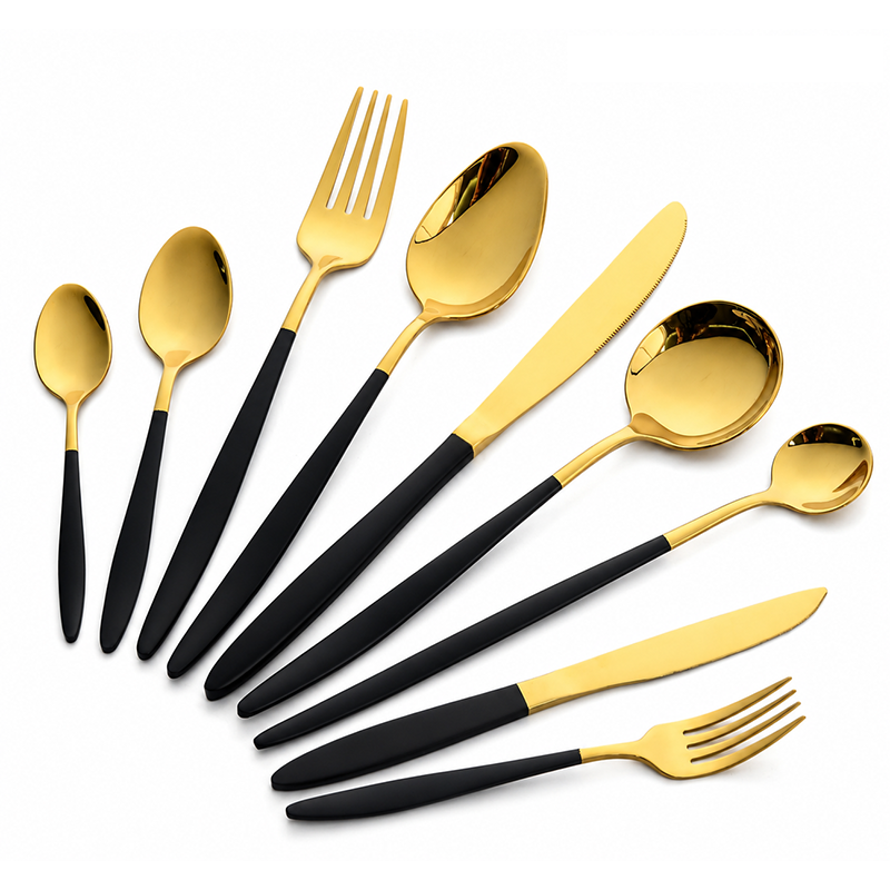9-Piece Stainless Steel Cutlery Set Modern Minimalist Mirror Polished Flatware