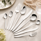 9-Piece Stainless Steel Cutlery Set Modern Minimalist Mirror Polished Flatware