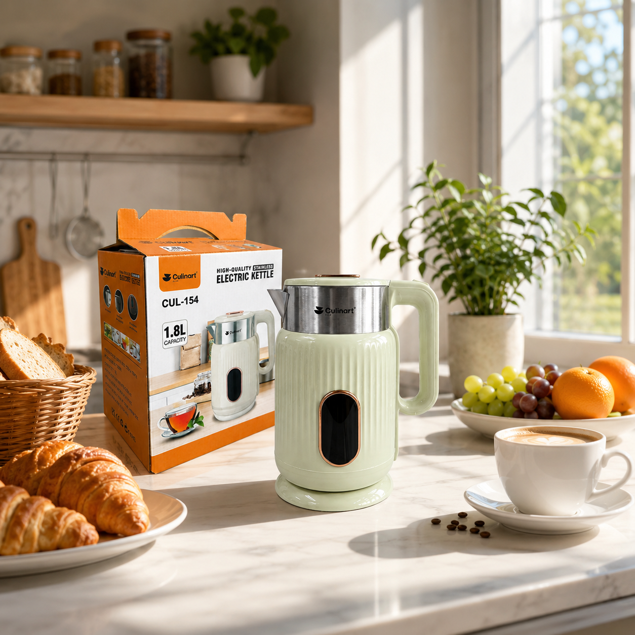 Wholesale 1.8L Electric Kettle with Custom Branding Options for Home Appliance Distributors