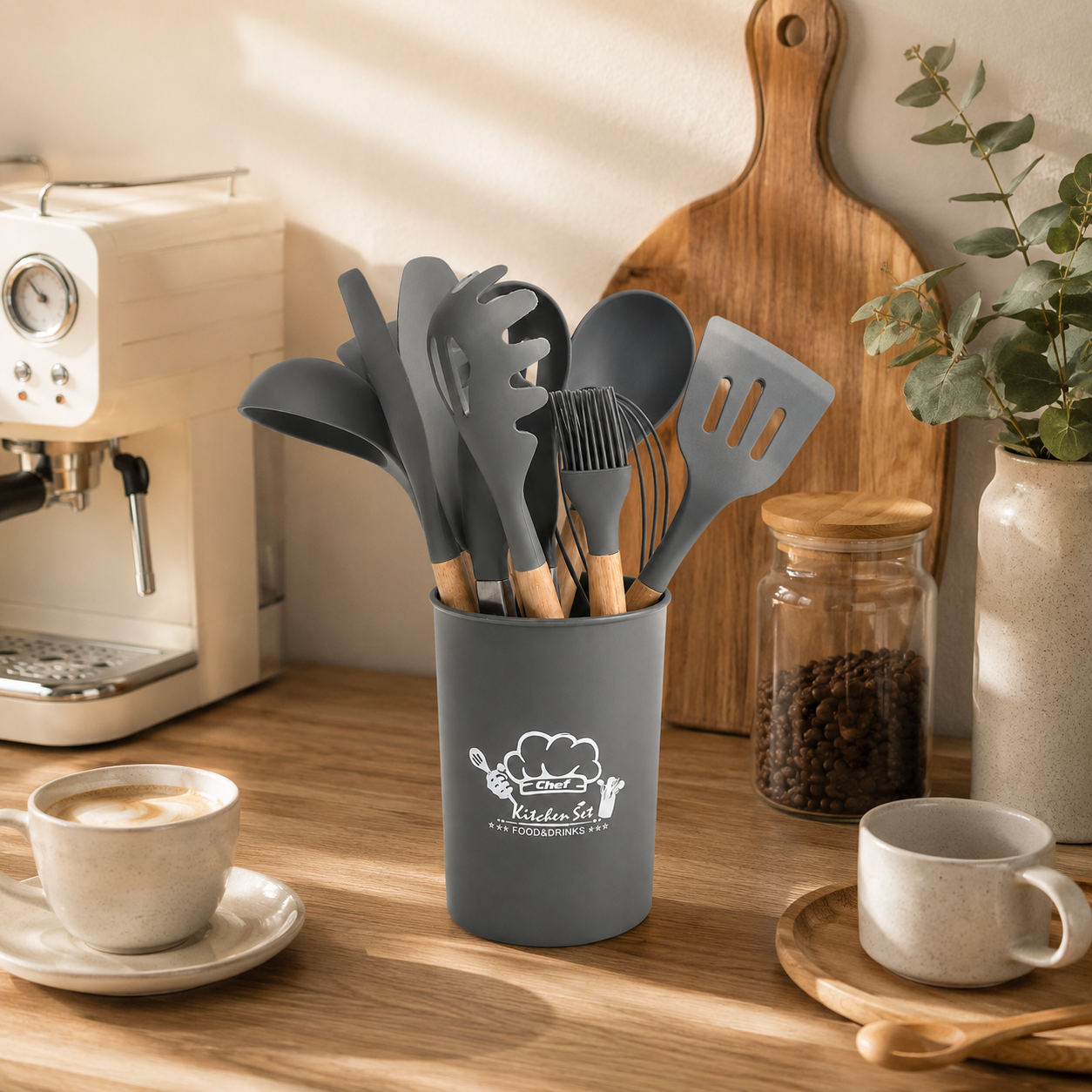 Grey Silicone Cooking Utensil Set for Retail and Wholesale Supply