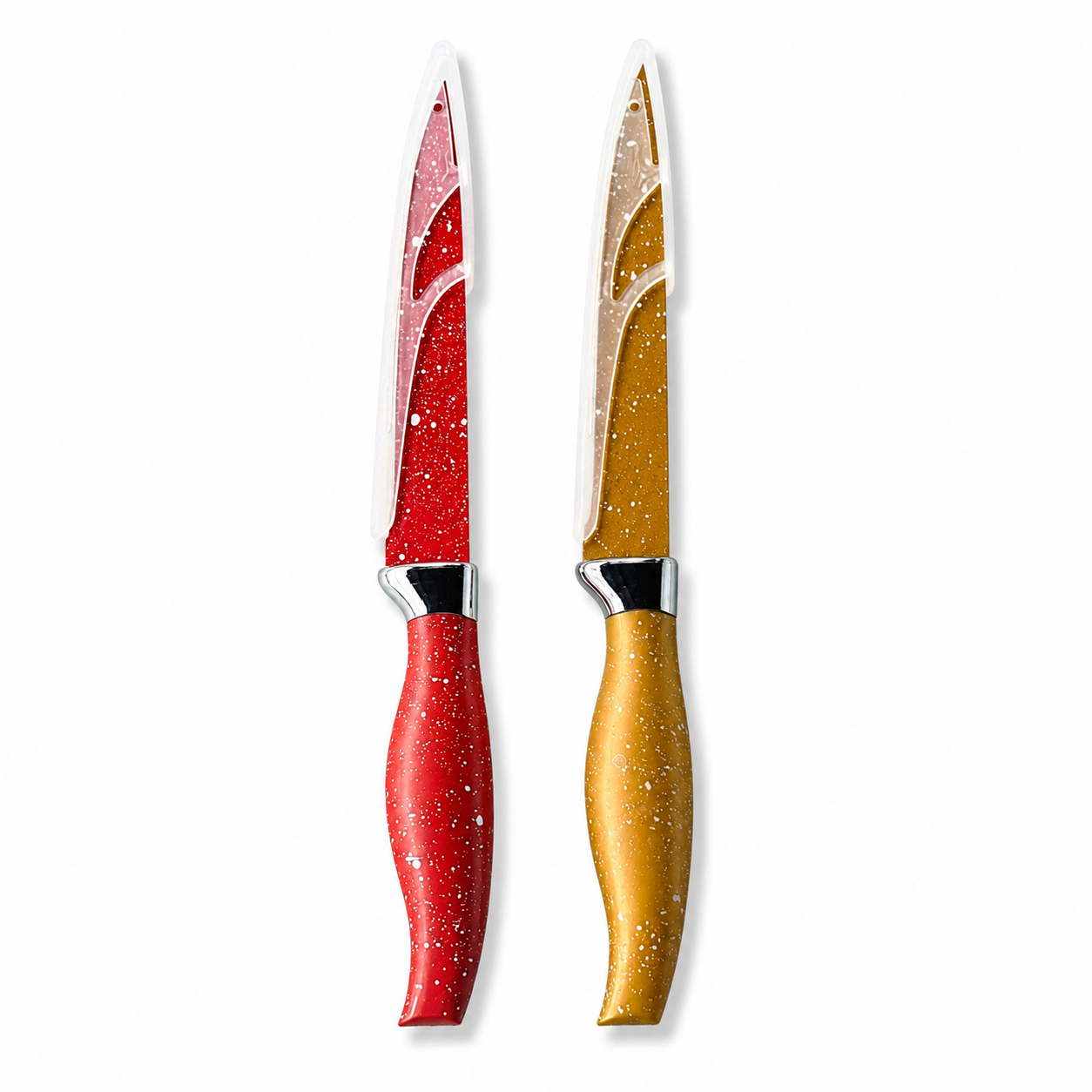 Speckled Stainless Steel Kitchen Knife with Protective Sheath