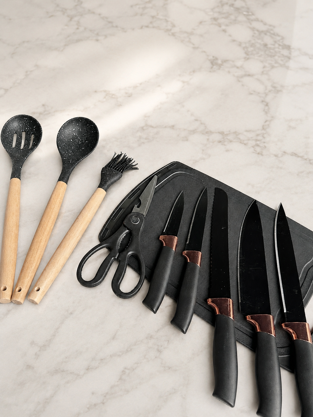 Premium Silicone Kitchen Utensil Set with Wooden Handle
