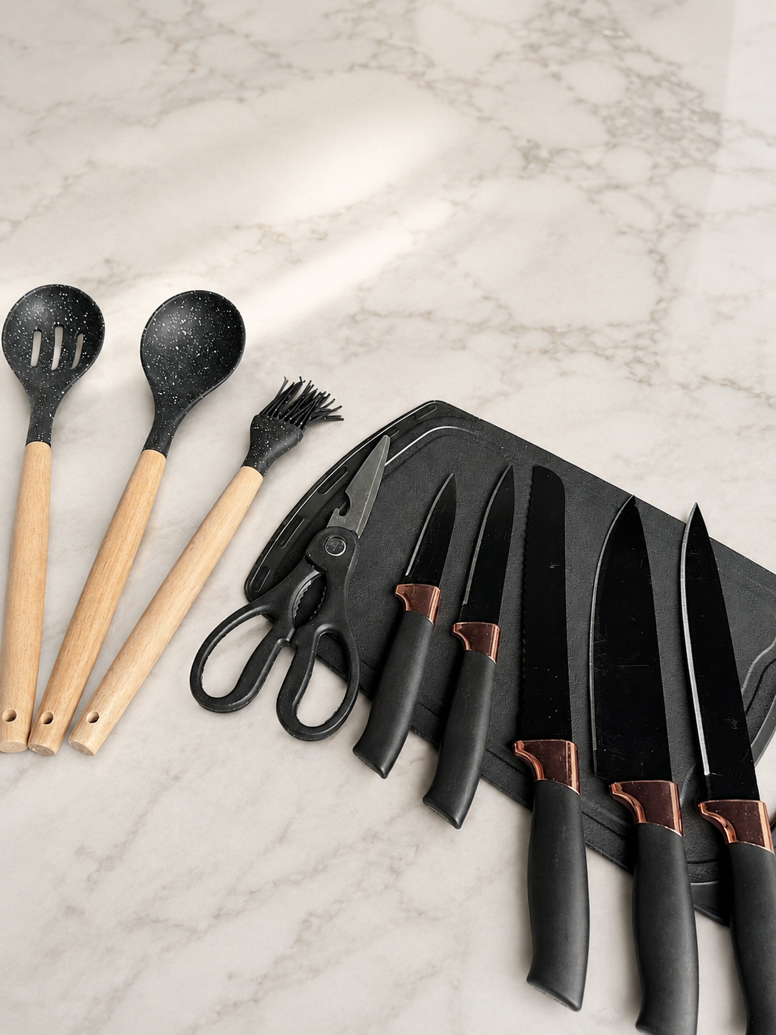 Premium Silicone Kitchen Utensil Set with Wooden Handle