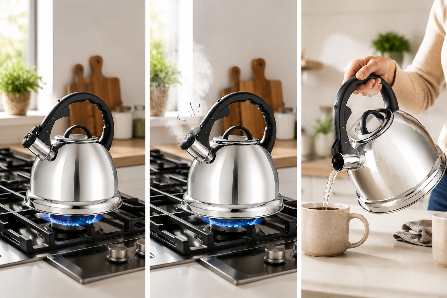 Premium Stainless Steel Whistling Kettle with Ergonomic Handle for Modern Kitchen Solutions