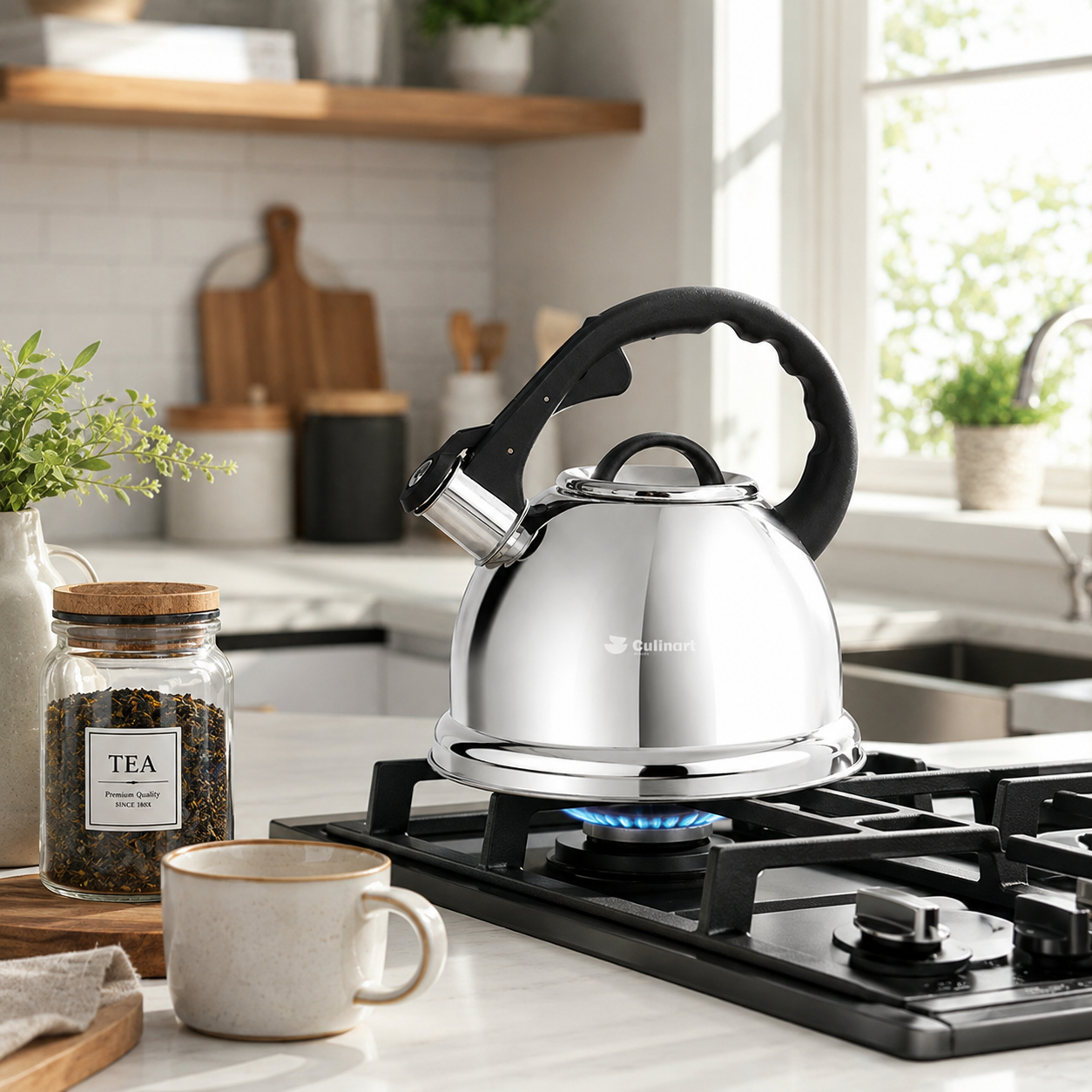 Premium Stainless Steel Whistling Kettle with Ergonomic Handle for Modern Kitchen Solutions